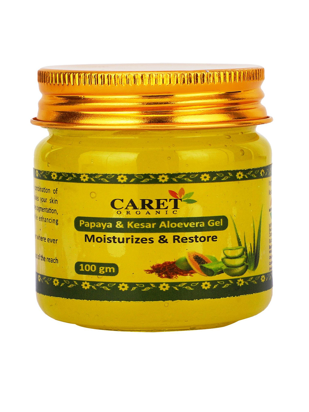 CARET ORGANIC Papaya & Kesar Aloevera Gel - 100 g