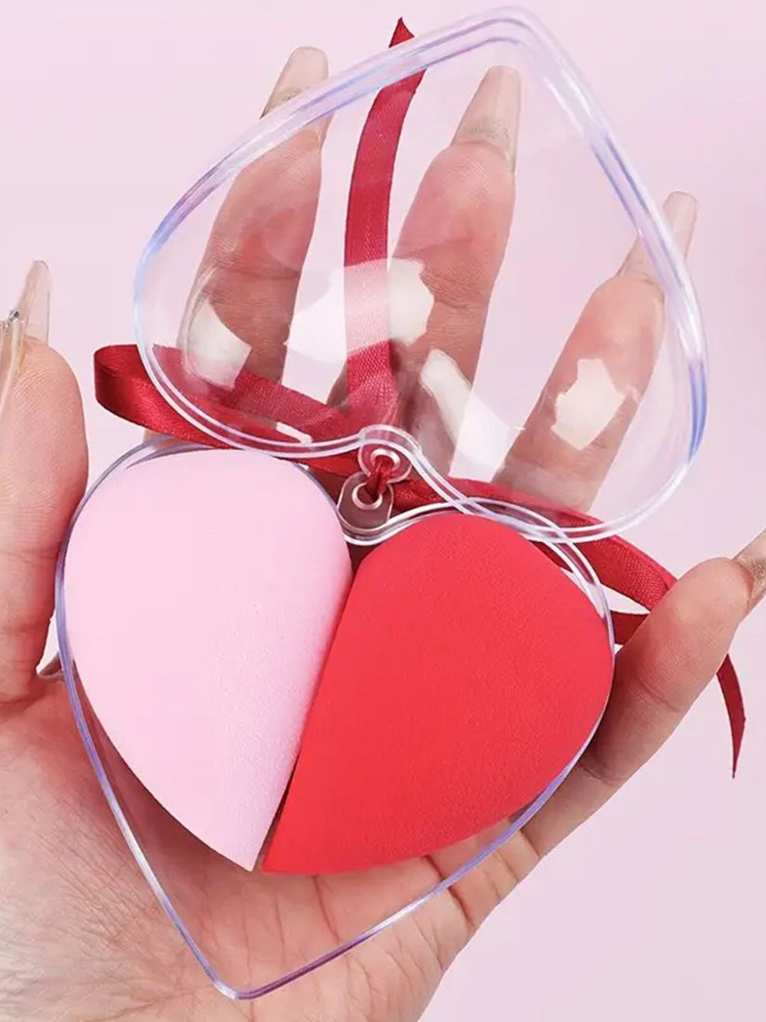 Facejewel Heart-Shaped Makeup Sponge With Set Of 2 Makeup Finger Sponge