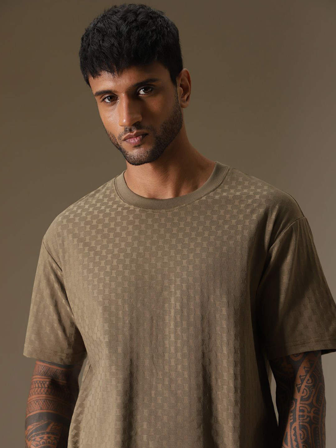 Banana Club Men Self Design T-shirt