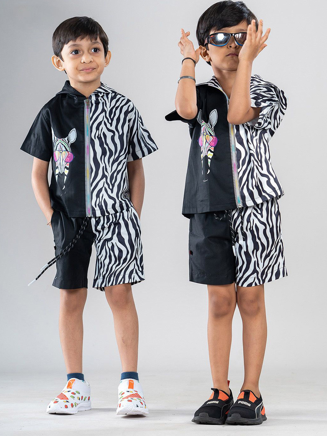 BAYA COUTURE Jungle Safari Zebra Half and Half Smart Party Set