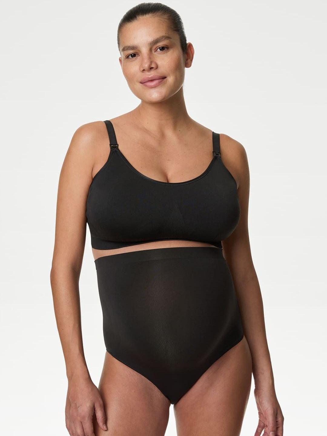 Marks & Spencer Pack Of 3 High-Rise Seamless Over Bump Maternity Briefs- T618912HBLACK
