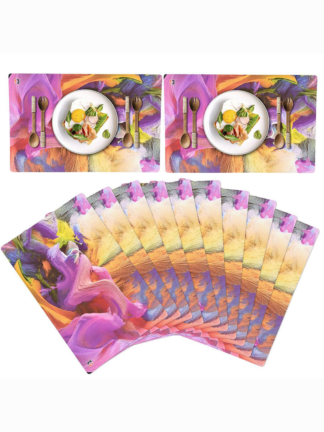 Kuber Industries Pink & Yellow 12 Pieces printed Rectangle Shape Table Placemats