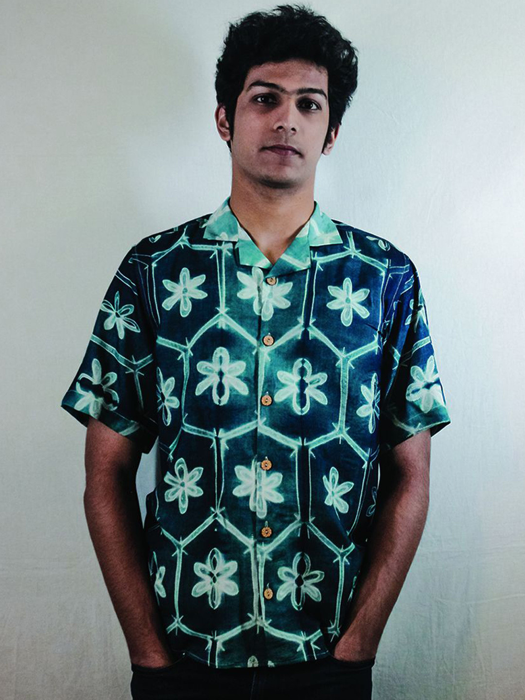 Tisser Men Comfort Cuban Collar Floral Printed Silk Casual Shirt