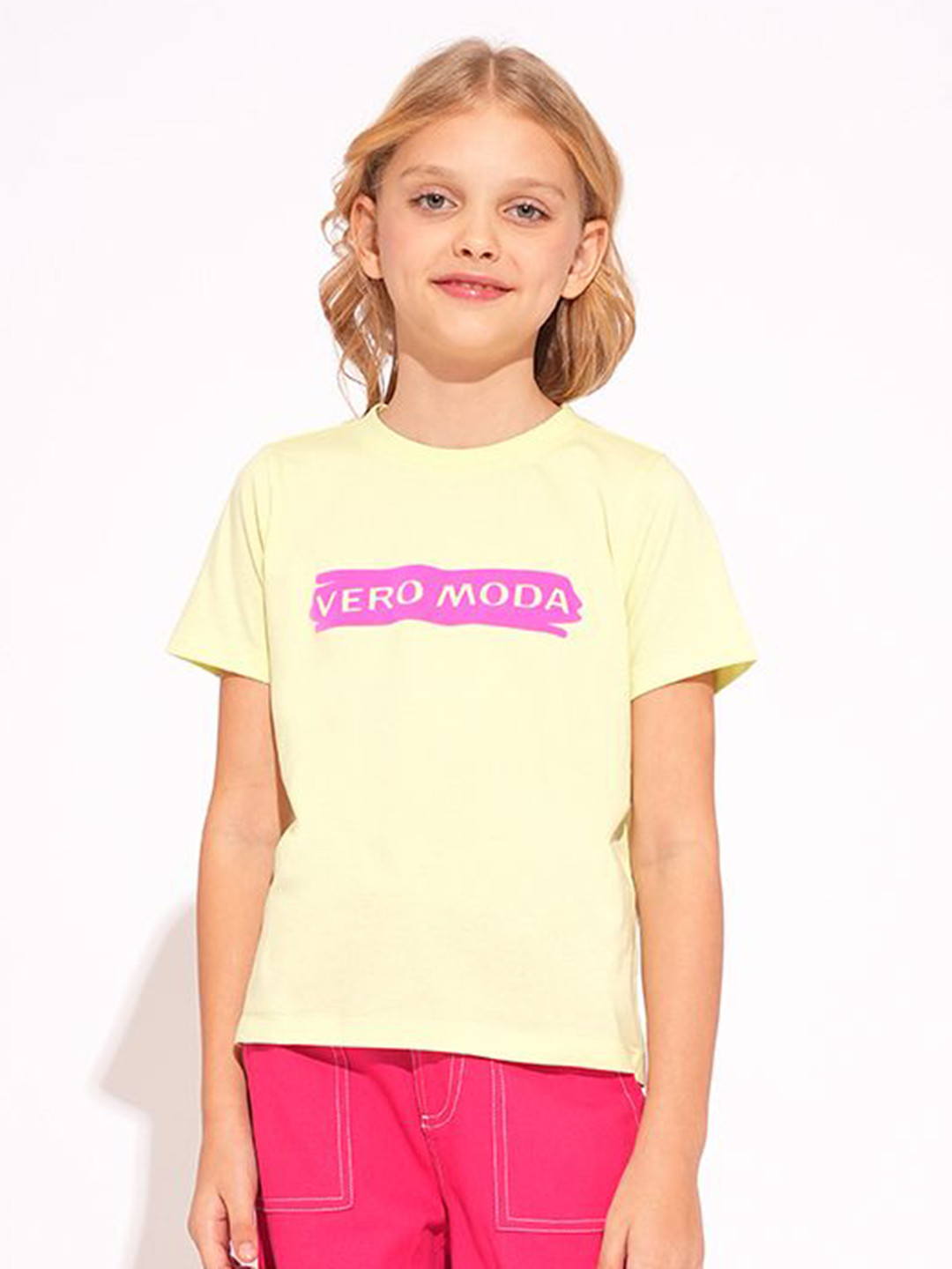 Vero Moda Girls Typography Printed Applique T-shirt