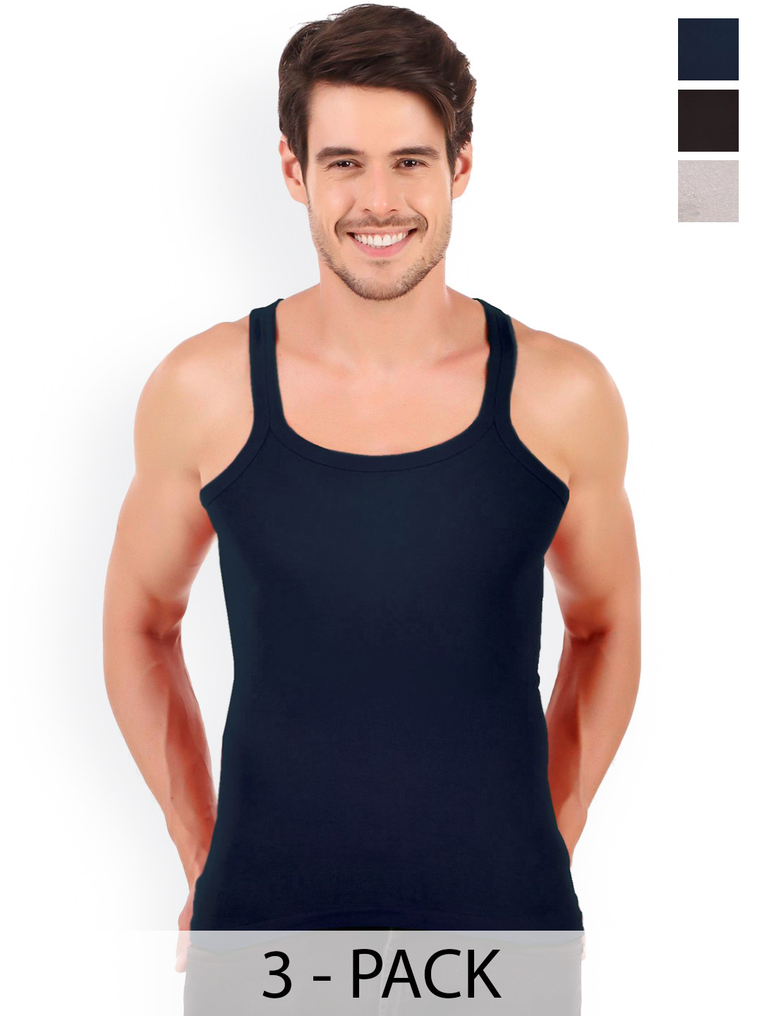 inner element Pack Of 3 Cotton Gym Vests