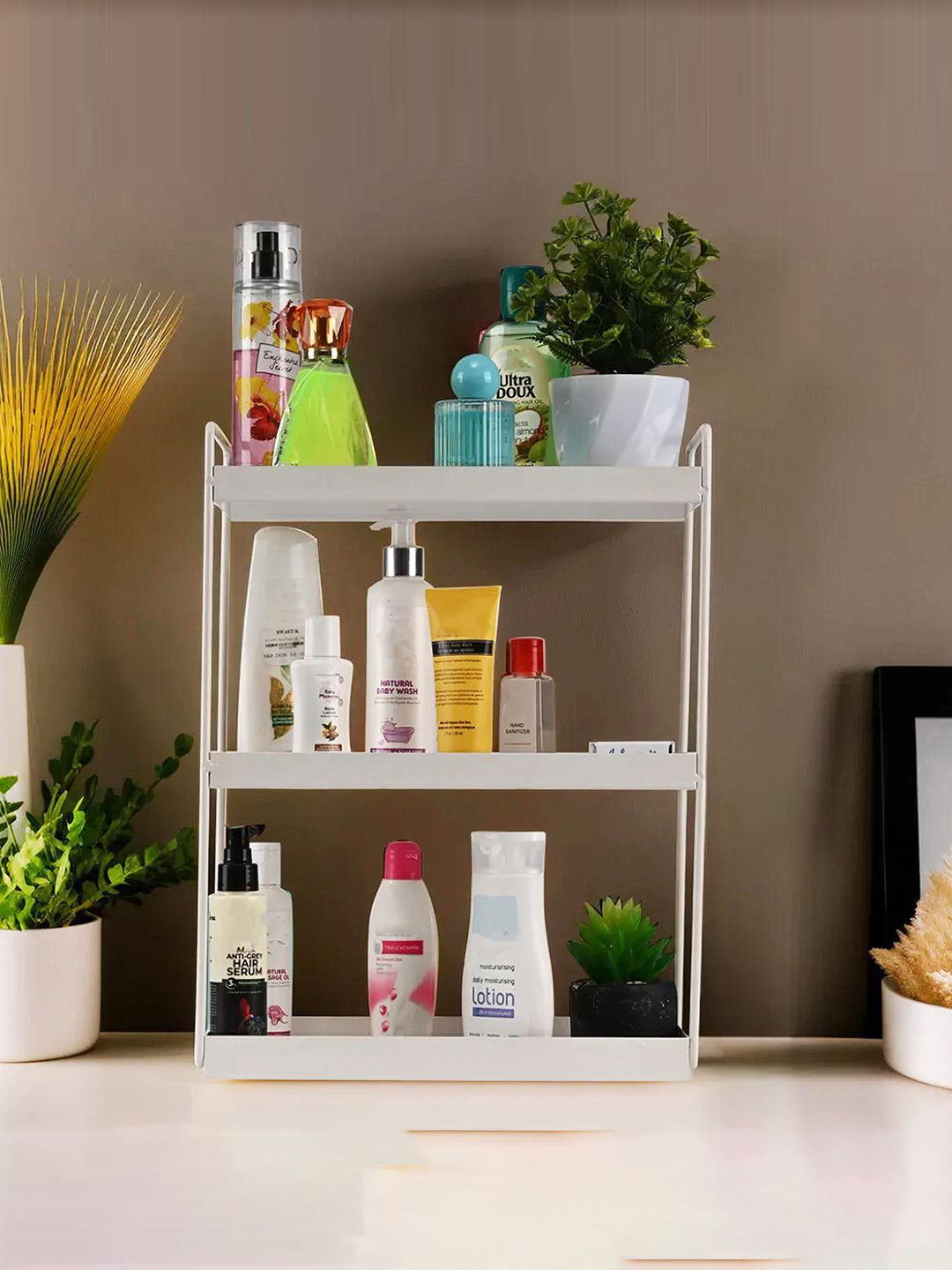 Kuber Industries White 3-Tired Metal Storage Rack