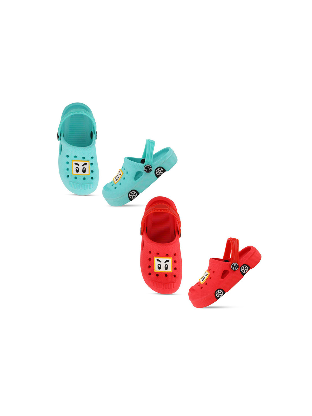 Smartots Kids-Unisex Set Of 2 Self Design Clogs Flip Flops