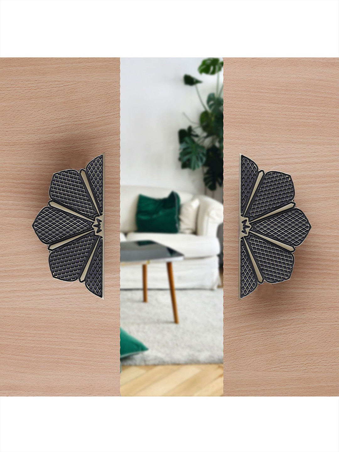 Two Moustaches 2Pcs Black Textured Door Handles