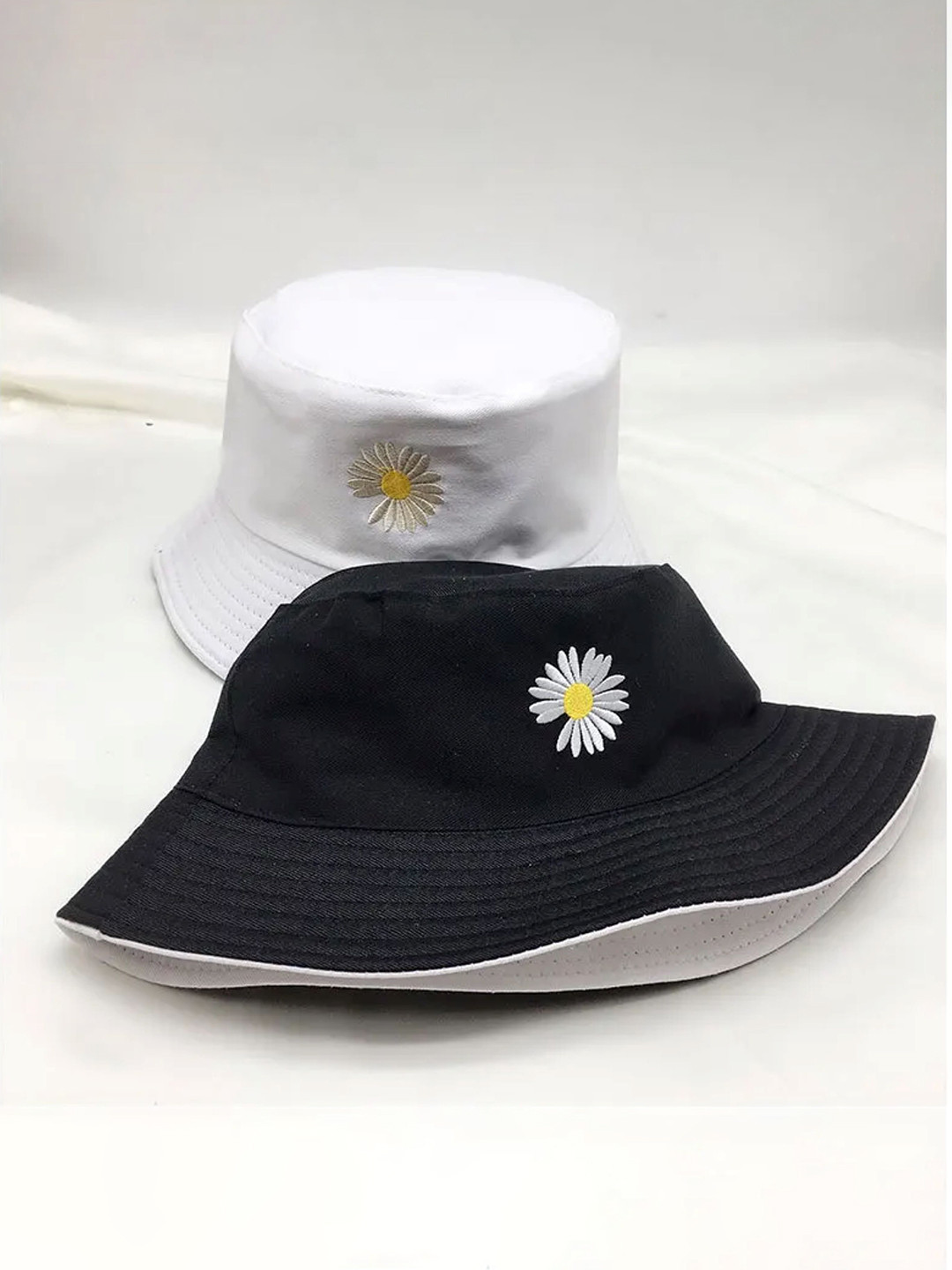 Infispace Men White Embroidered Bucket Hat