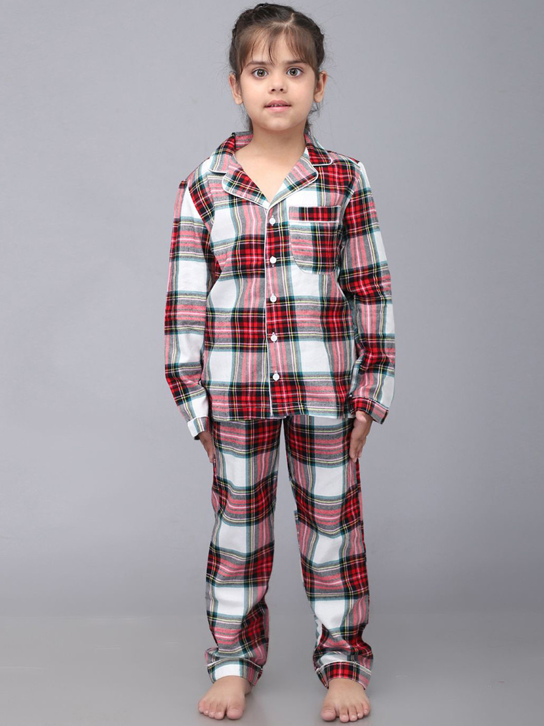 Biglilpeople Kids Checked Pure Cotton Night suit