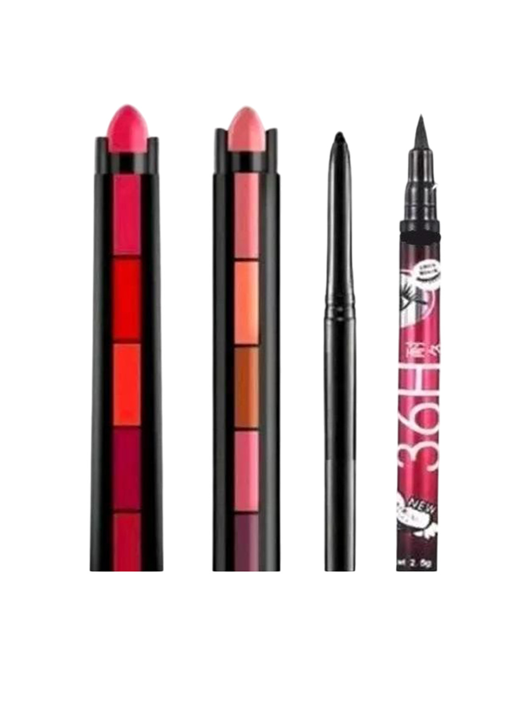 YELGO Set Of 4 5 In 1 Lipstick- Kajal & Eyeliner Makeup Combo