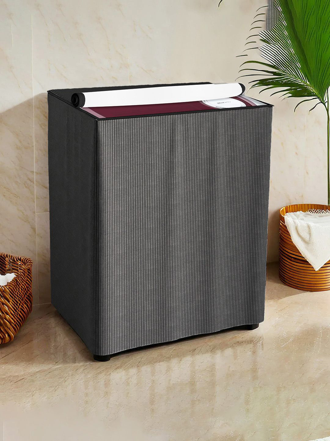 Kuber Industries Grey Semi-Automatic Washing Machine Cover - (6 ,6.5 ,7, 7.5)kg