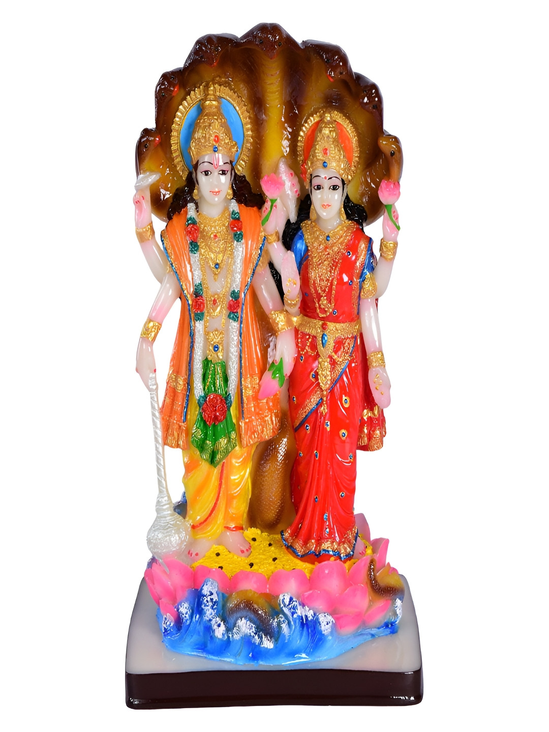 Gifts N Greetings Laxmi Narayan Red Polyresin Matte Prayer Room Medium Showpiece - 11.2 Inches