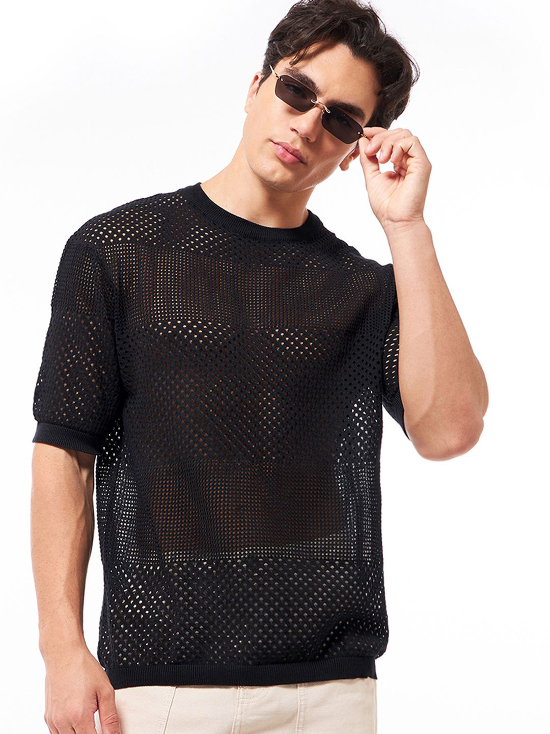 Bewakoof Pure Cotton Oversized Flatknit T-shirt