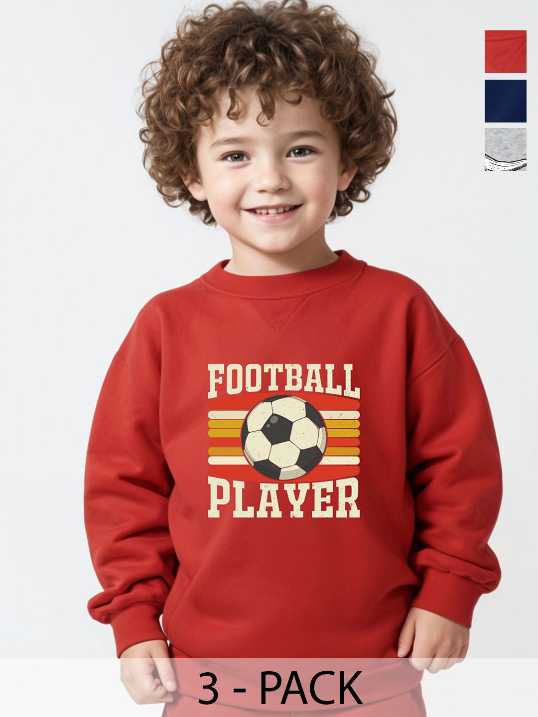 x2o Unisex Kids Pack Of 3 Typography Printed Round Neck Cotton Pullover Sweatshirts