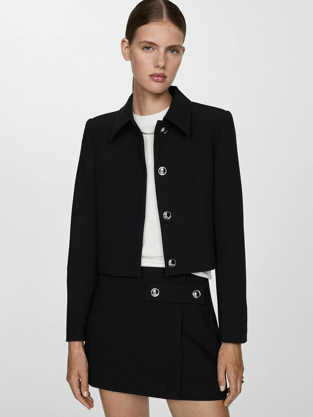 MANGO Crop Tailored Blazer