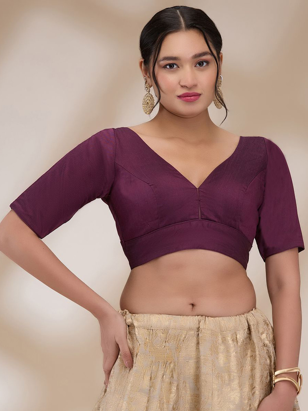 Mmore Padded V-Neck Saree Blouse