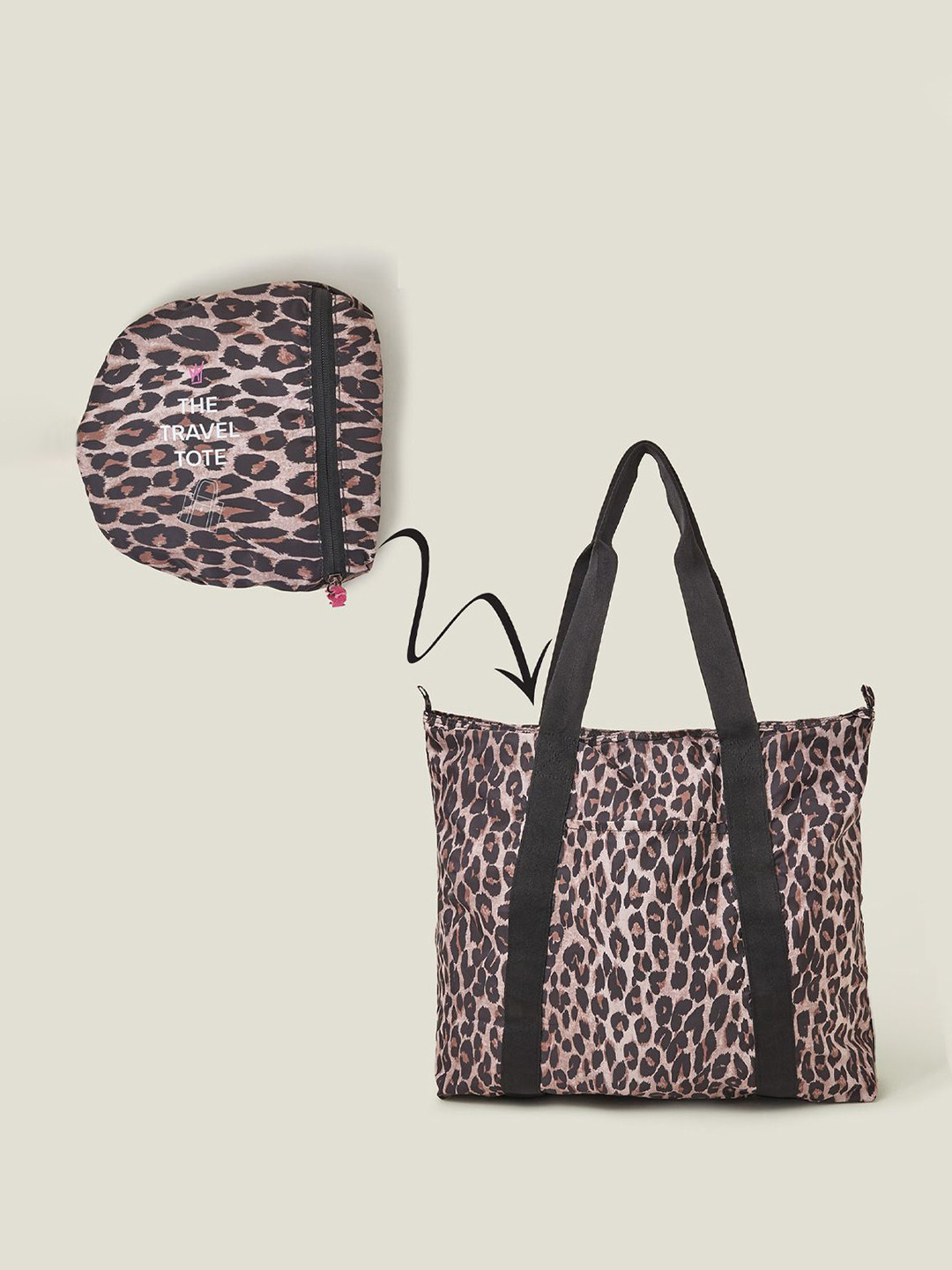 Accessorize Women Packable Leopard Print Tote Bag