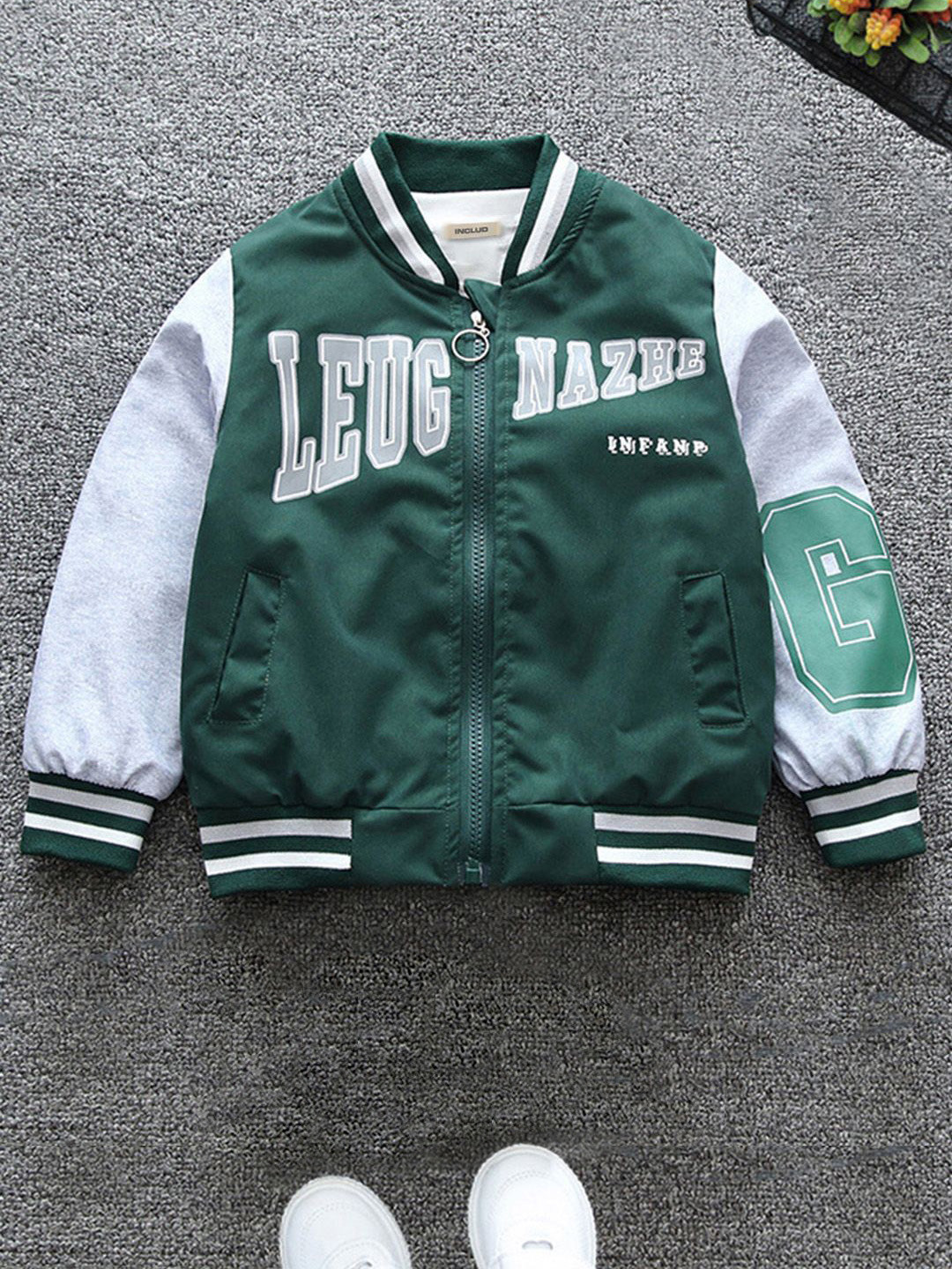 INCLUD Boys Typography Open Front Jacket