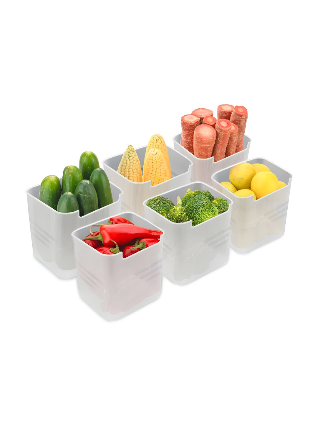 Story@Home White Plastic Easy To Clean 6 Piece Clip-On Fridge Container