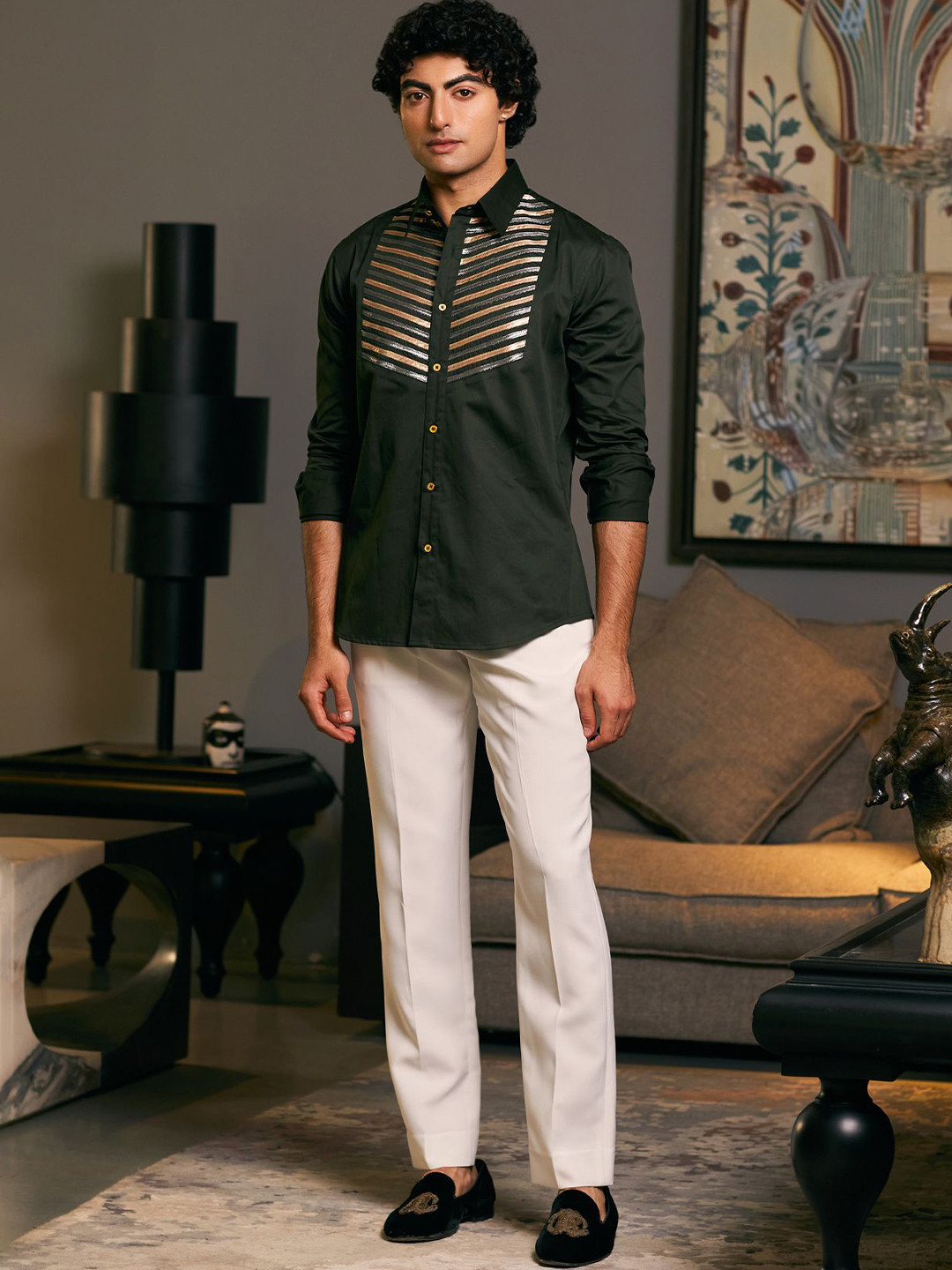 Siddartha Tytler Men Spread Collar Abstract Printed Cotton Casual Shirt
