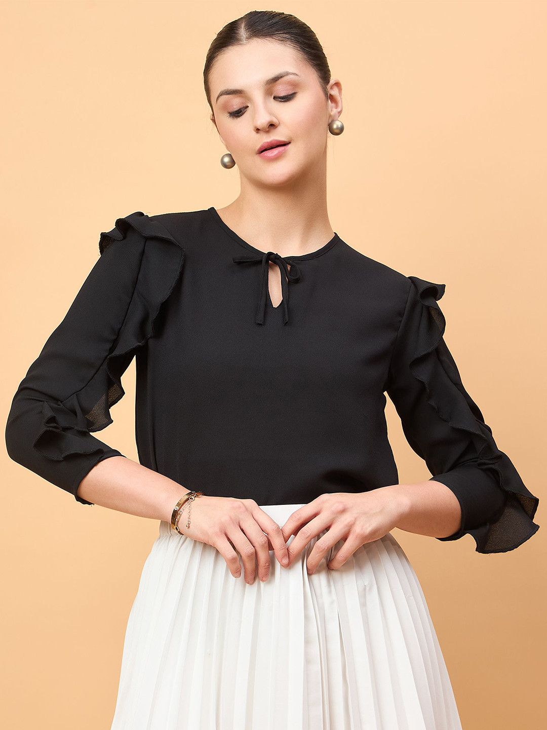 NEESH Women Solid Round Neck Top