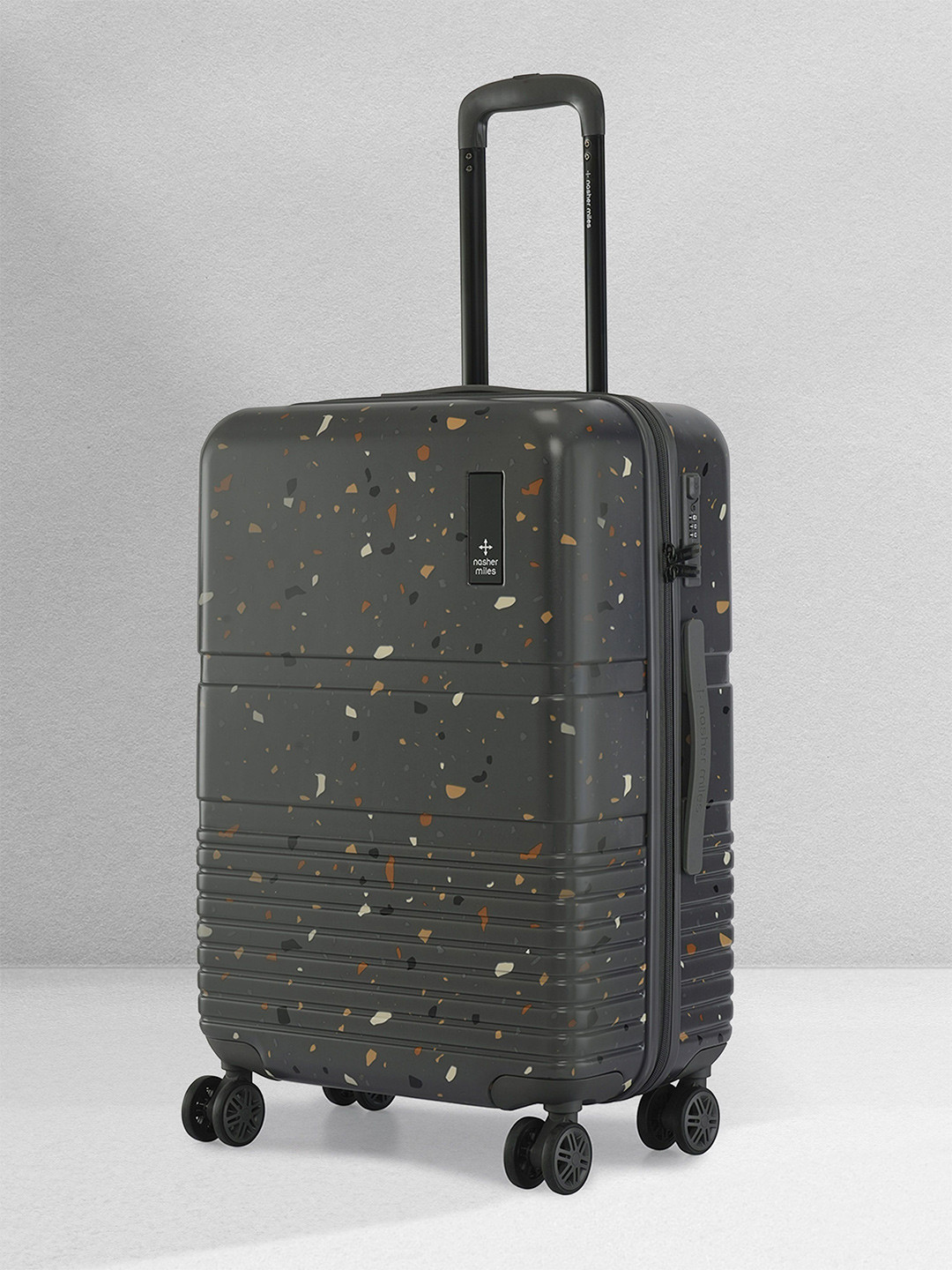 Nasher Miles Terrazzo Polycarbonate Medium Grey Trolley Bag - 24 inch (65cm)