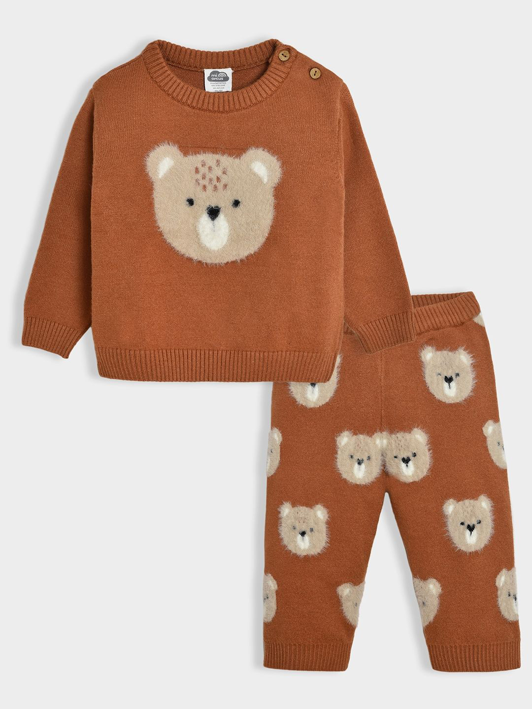 MiArcus Bear Face Pattern Top & Coordinating Pajama Set