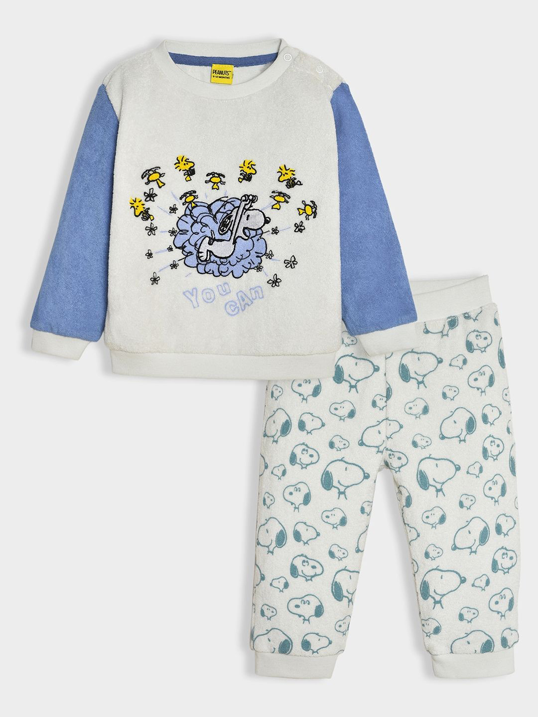 MiArcus Peanuts Snoopy Printed Sweatshirt & Pajama Set Blue