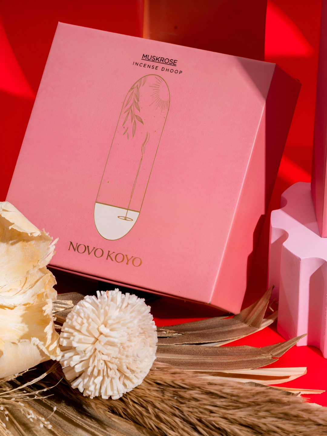 NOVO KOYO 3-Pcs Pink & Peach-Color Musk Rose Incense Sticks