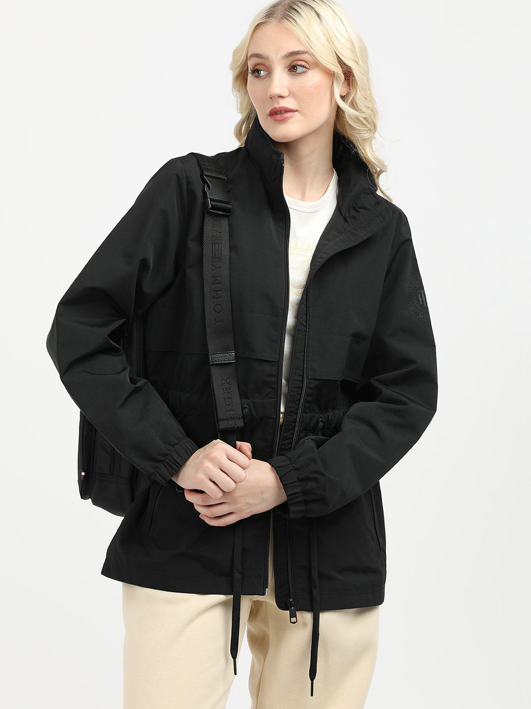 Tommy Hilfiger Women Stand Collar Faux Fur Trim Outdoor Parka Jacket