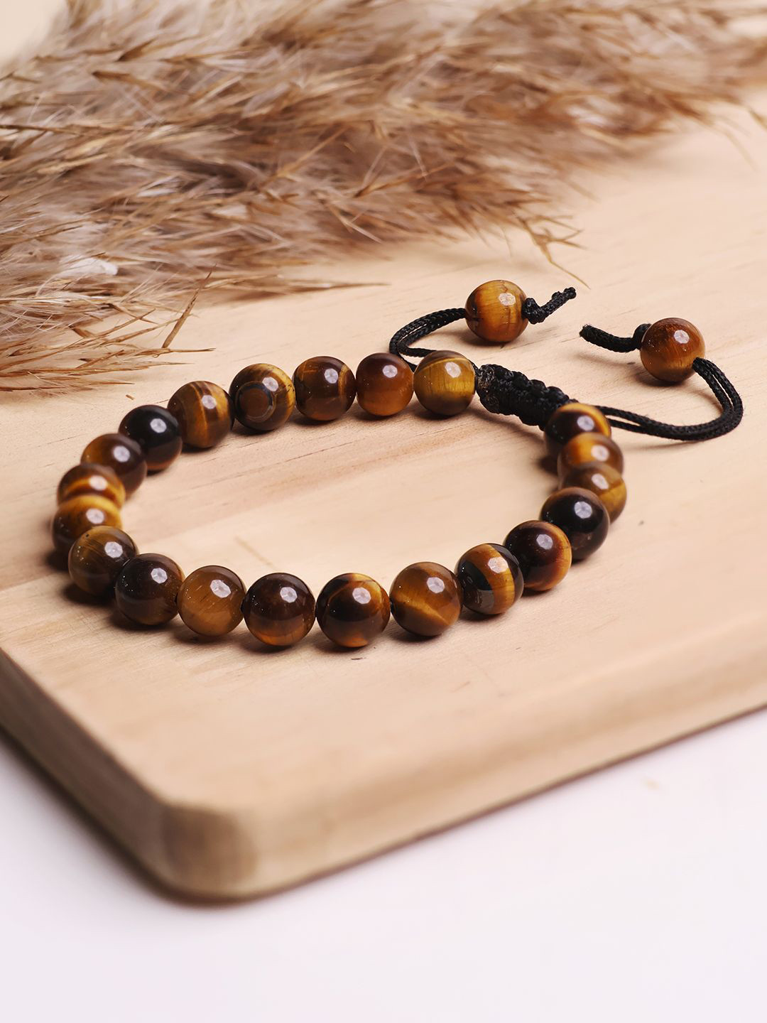 Shubhanjali Tiger Eye Beaded Wraparound Bracelet