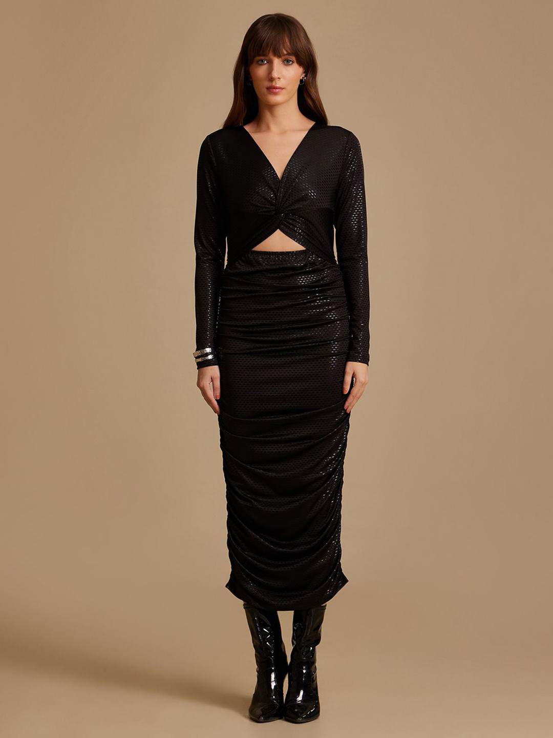 Kazo Satin Bodycon Midi Dress