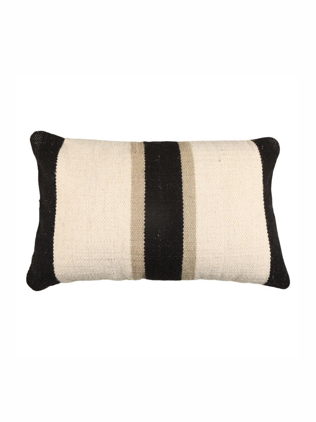 SASHAA WORLD Beige & Black Striped Rectangle Cushion Covers