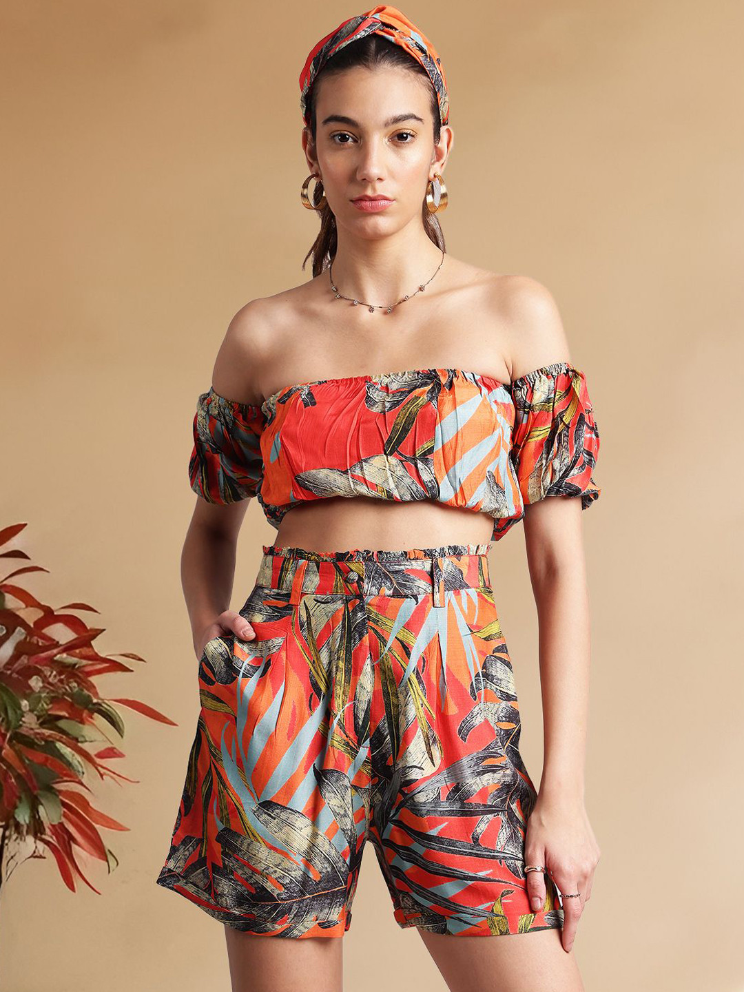 CUSTARD Printed Top & Shorts Co-Ords