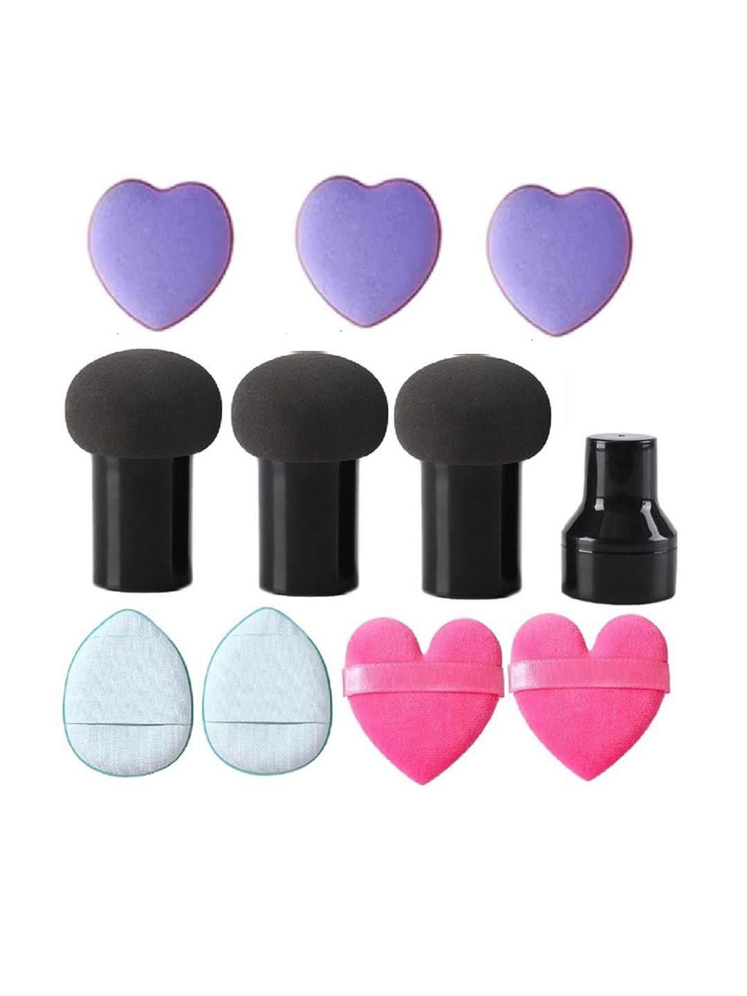 Facejewel 3 Mini Heart- 3 Mushroom Puff -2 Finger & 2 Heart Puff