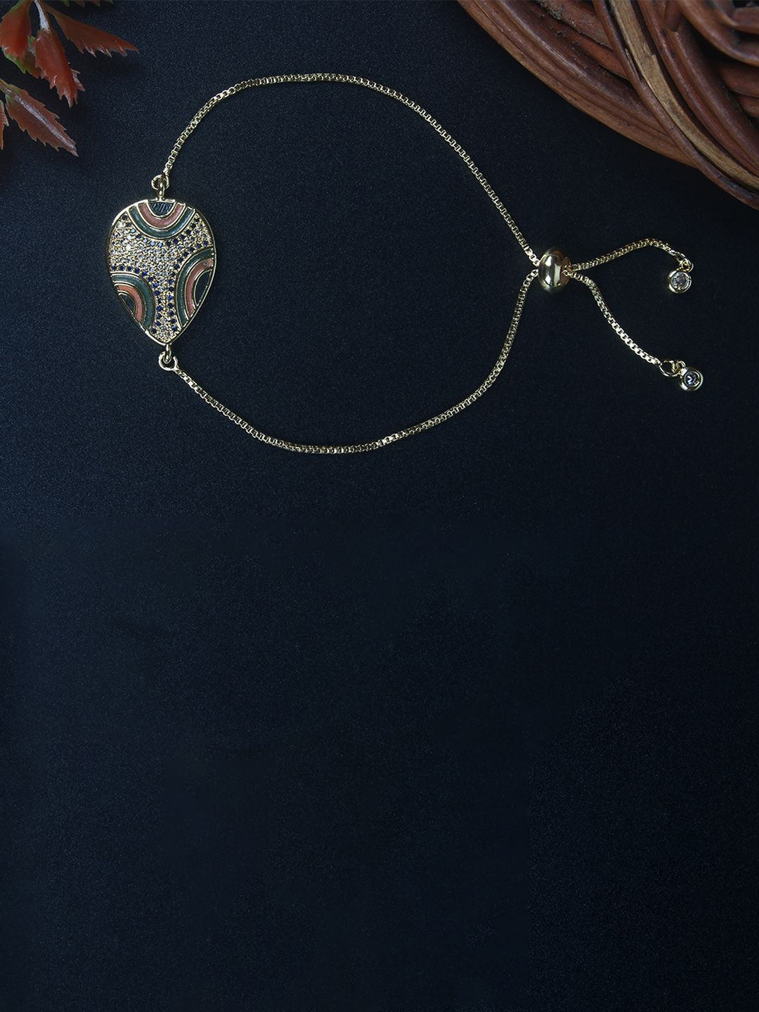 KPOP Gold-Plated Enamelled Stone Studded Charm Bracelet