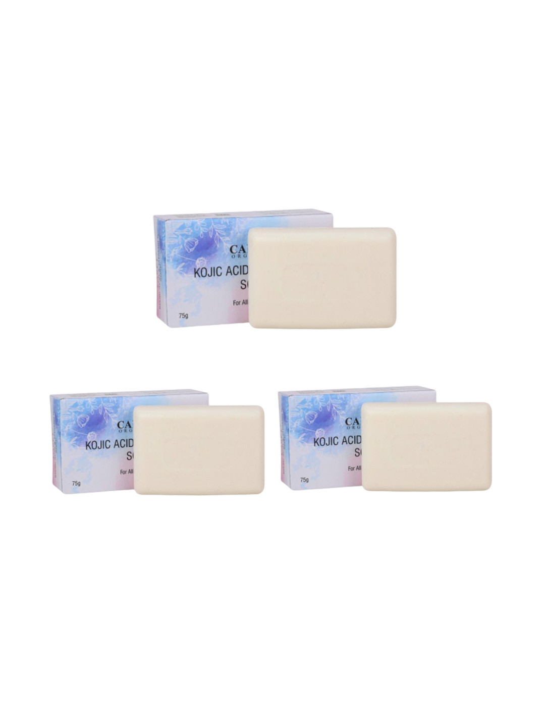 CARET ORGANIC 3 Pcs Kojic Acid & Vitamin C Skin Brightening Soap-75g Each