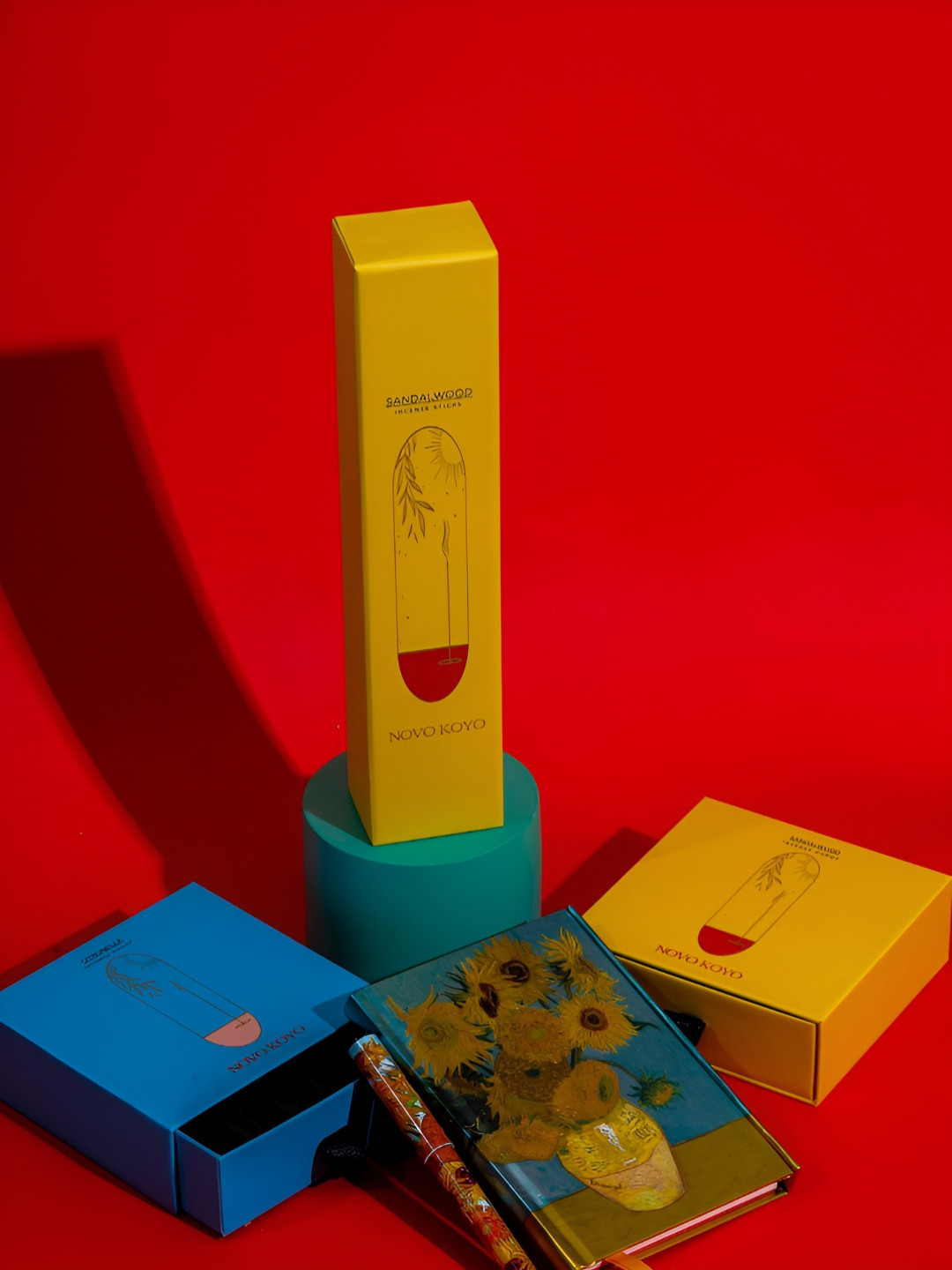 NOVO KOYO 3-Pcs Yellow & Blue Sandalwood Incense Sticks