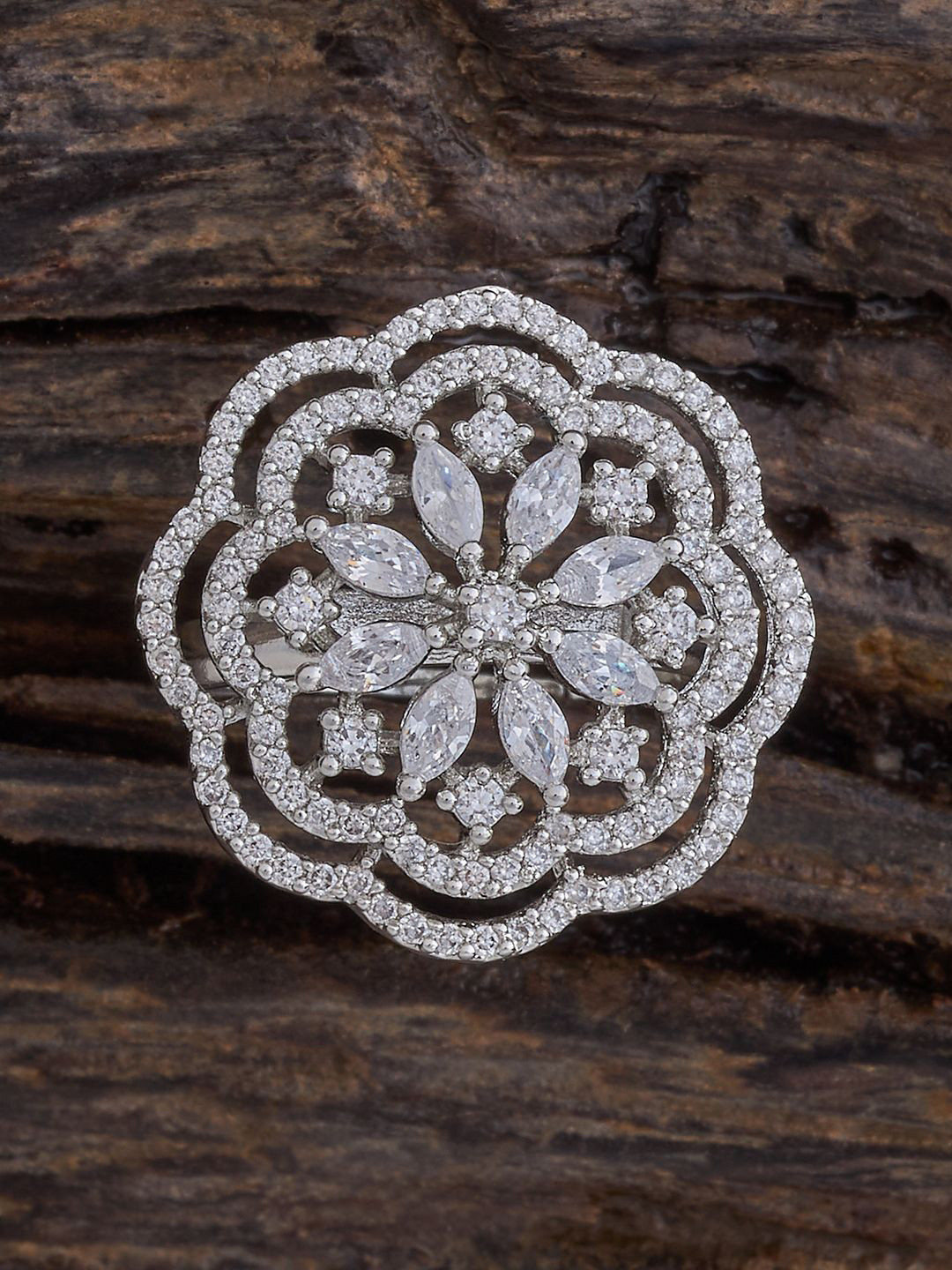 Kushal's Fashion Jewellery Rose Gold-Plated CZ Stone Embellished Bridal Tear  Earrings