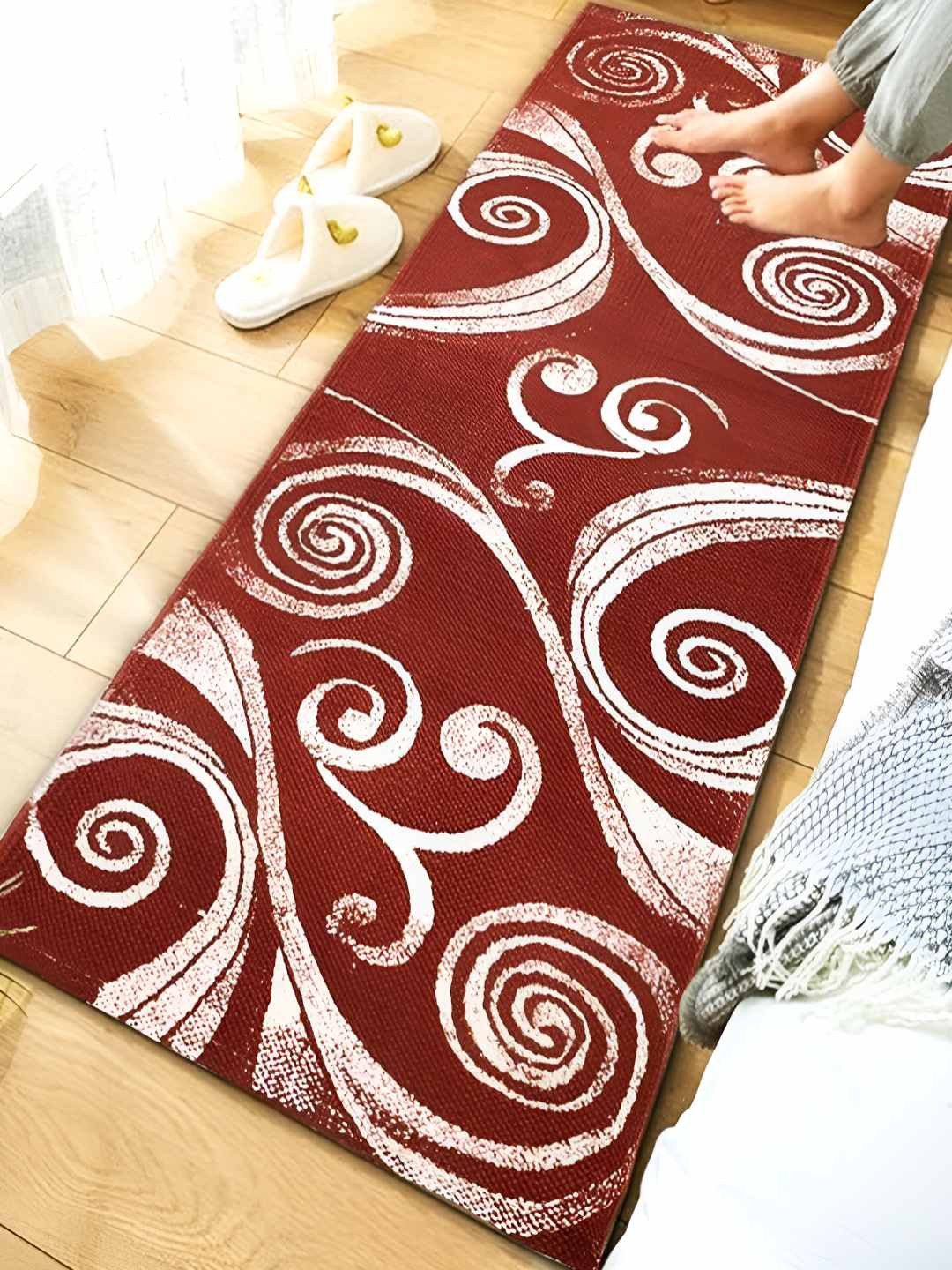ANA Rust-Color & White Printed Pure Cotton Floor Runner