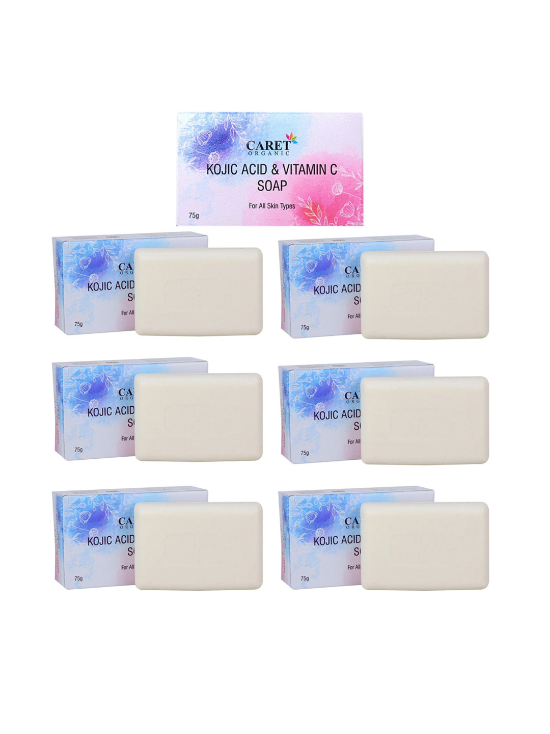 CARET ORGANIC 7 Pcs Kojic Acid & Vitamin C Skin Brightening Soap-75g Each