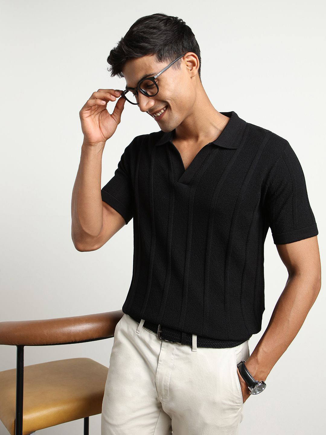 NOBERO Men Polo Textured T-shirts