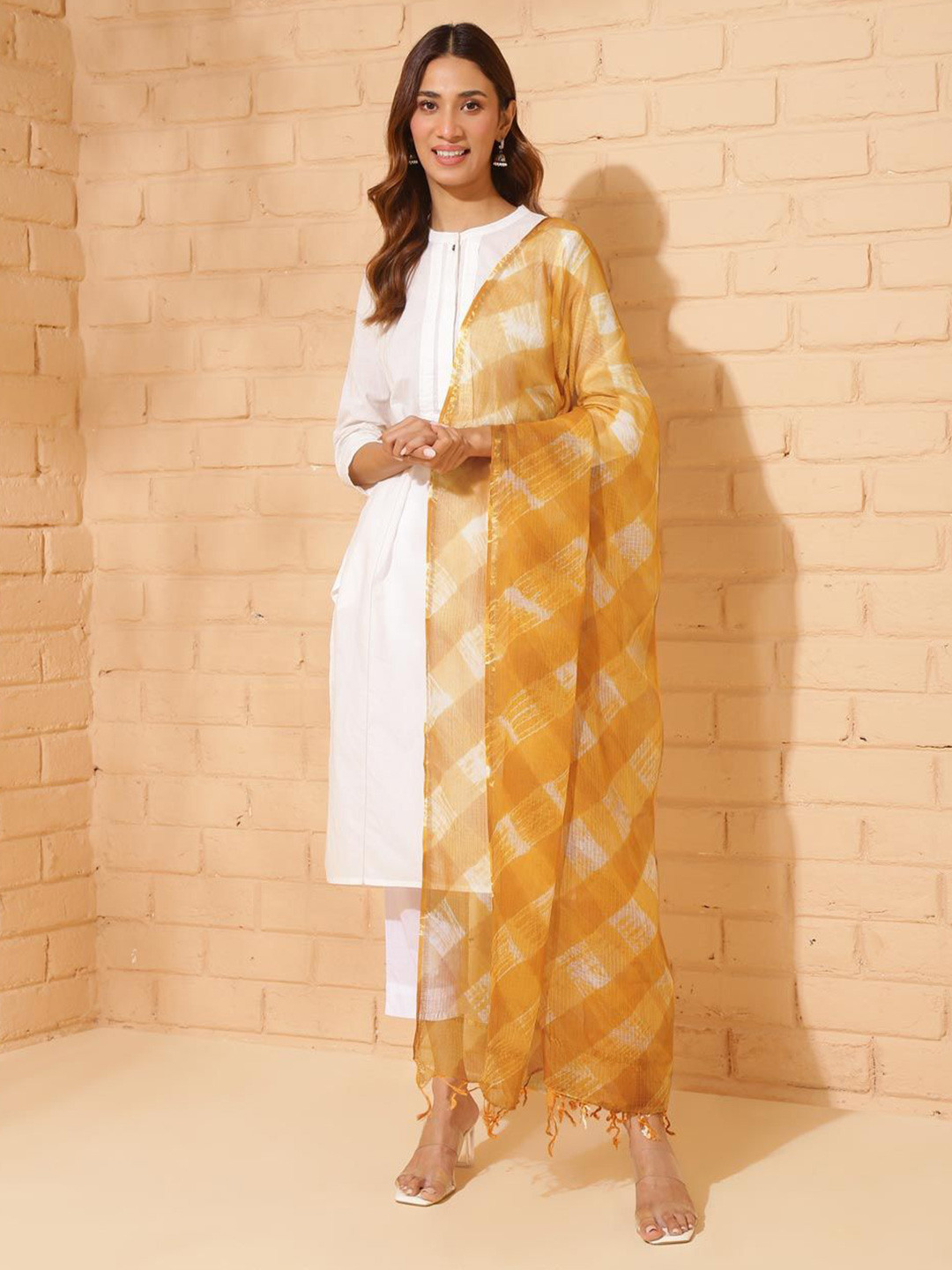 Fabindia Mustard Cotton Silk Dupatta