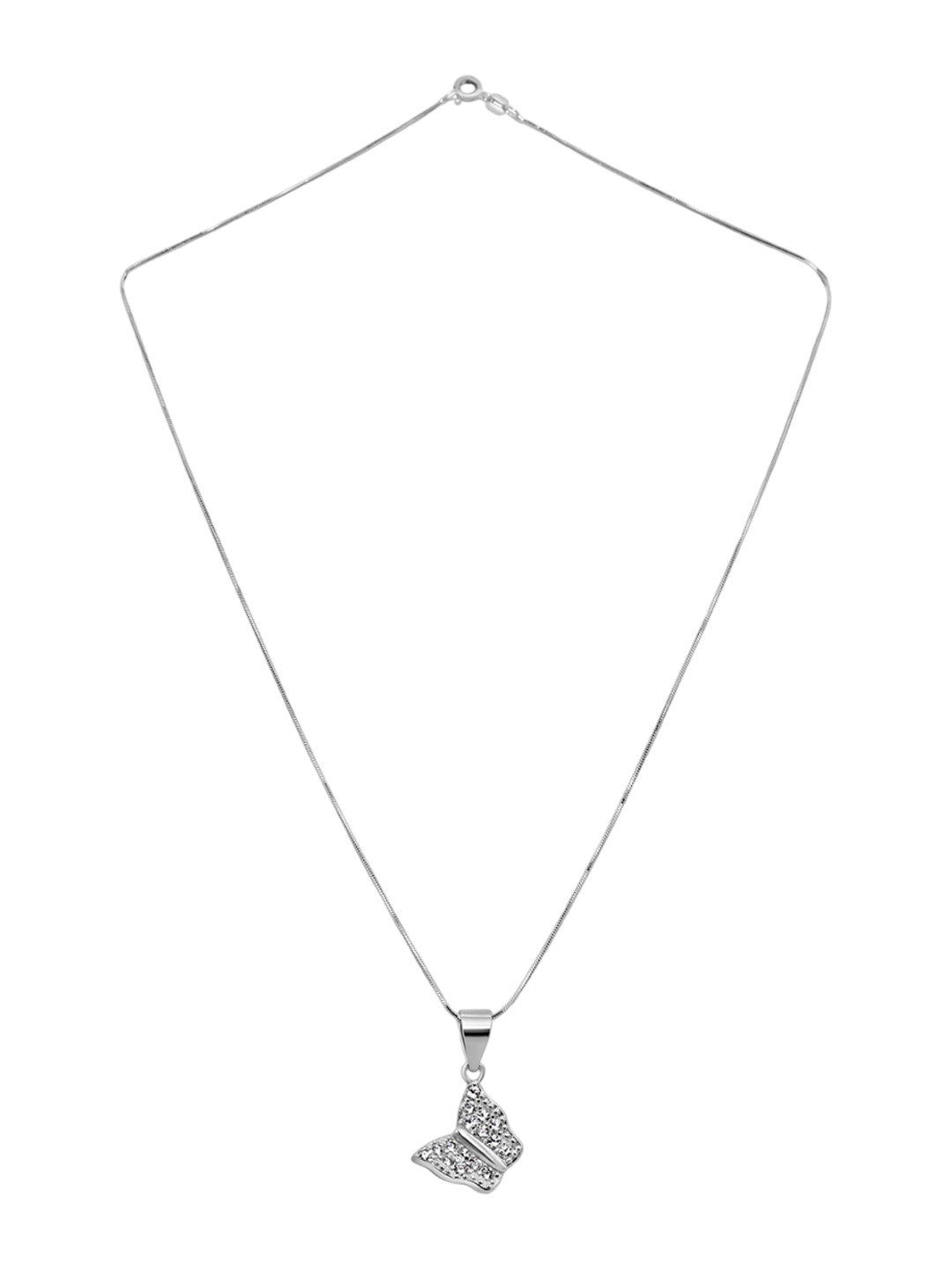 925 SILLER 925 Pure Silver Zircon Studded Butterfly Charm Pendant