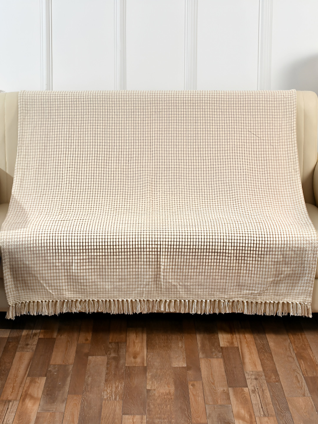 SASHAA WORLD Beige Colored Patterned Cotton Breathable Throws