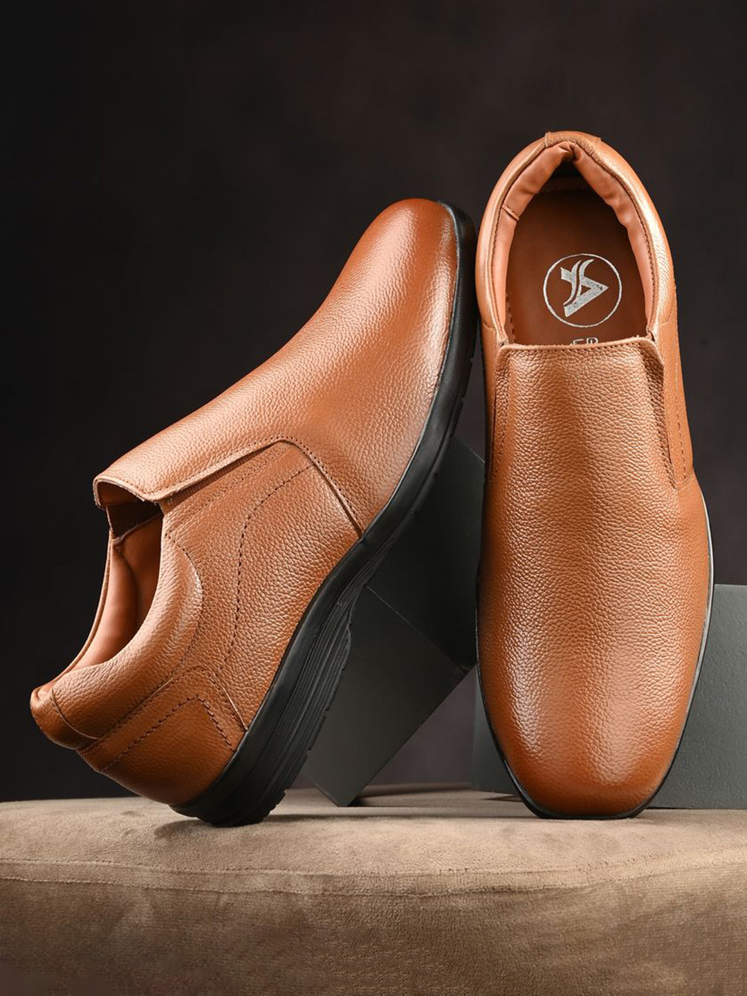Auserio Men Genuine Leather Formal Slip-Ons