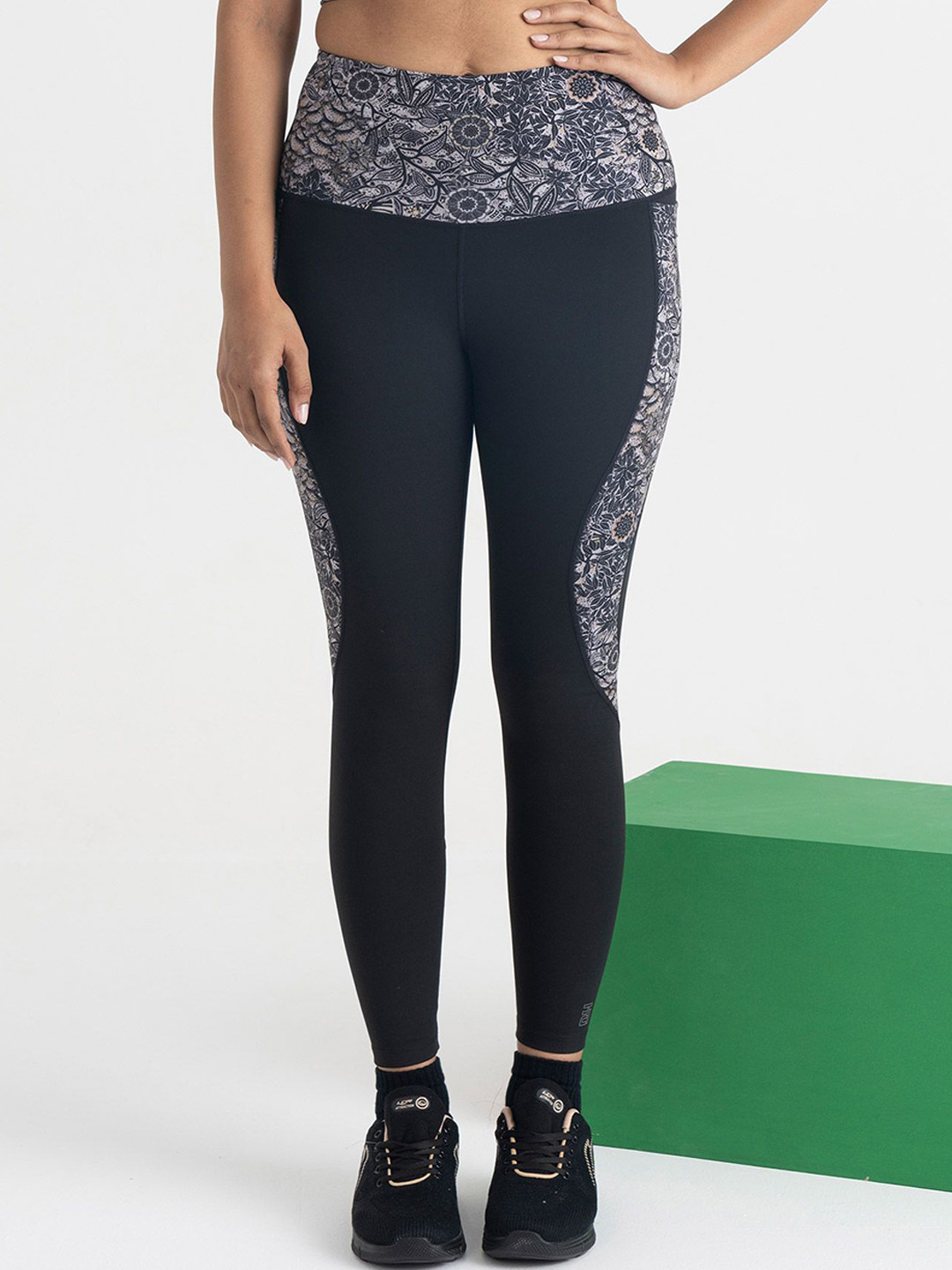 Hunnit Women Majestic Floral High Rise Squat Proof Ankle Length Activewear Leggings