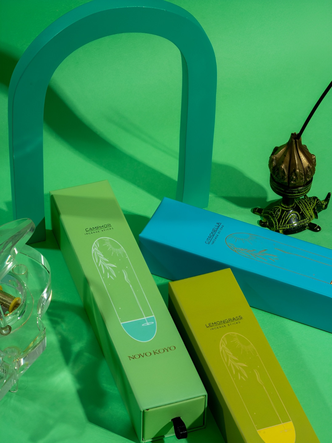 NOVO KOYO 3-Pcs Blue & Green Citronella Incense Sticks