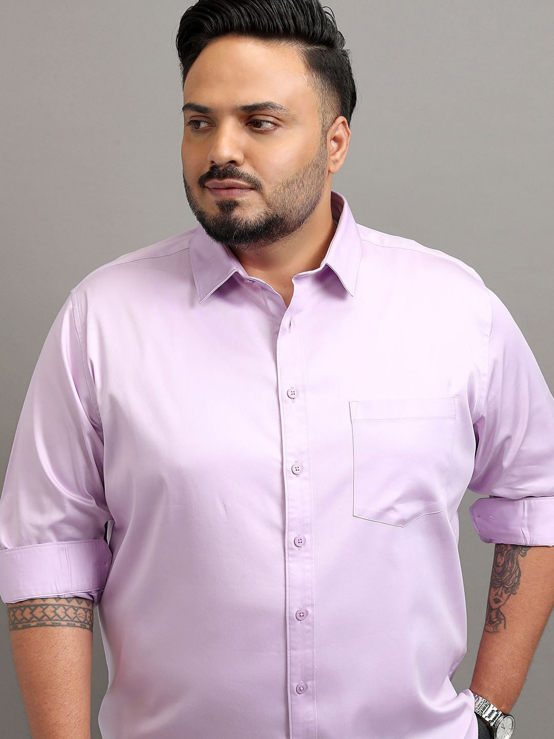 Highlander Men Heather Plus Size Regular Fit Satin Shirt
